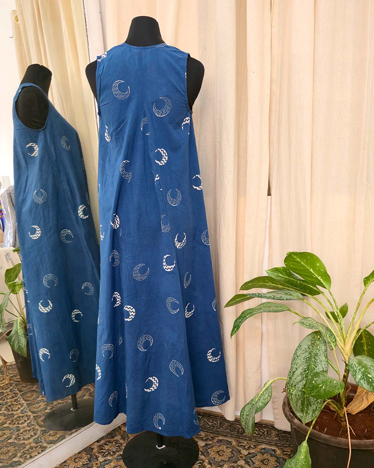 Diya Blue Handblock printed cotton kurta - Love Despite