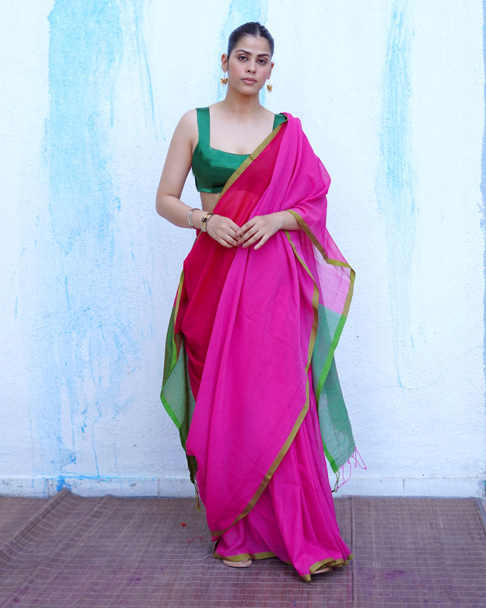 Demeter Pink Handwoven Cotton Saree - NTC