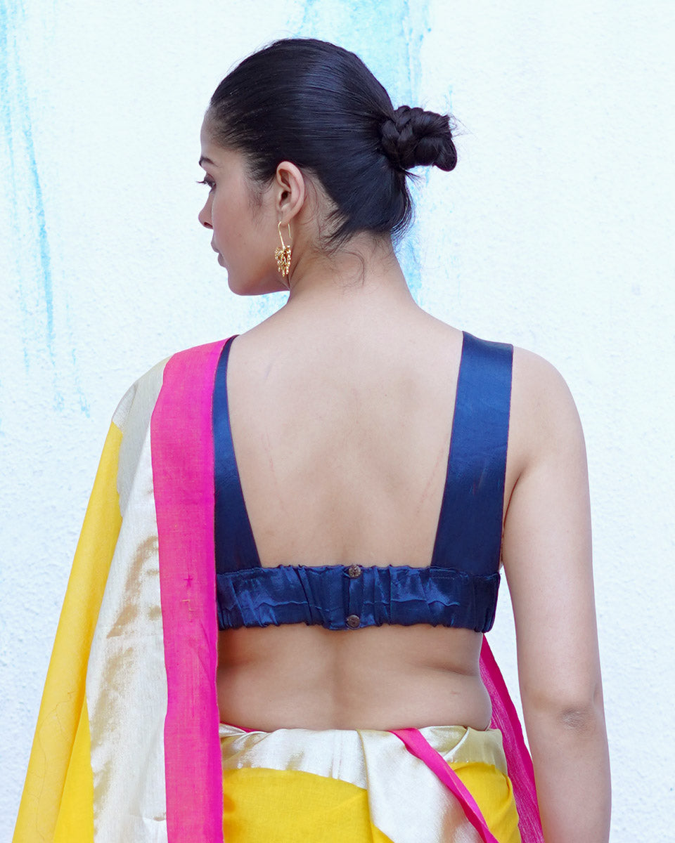 Enyo Blue Mashru Silk Blouse - NTC