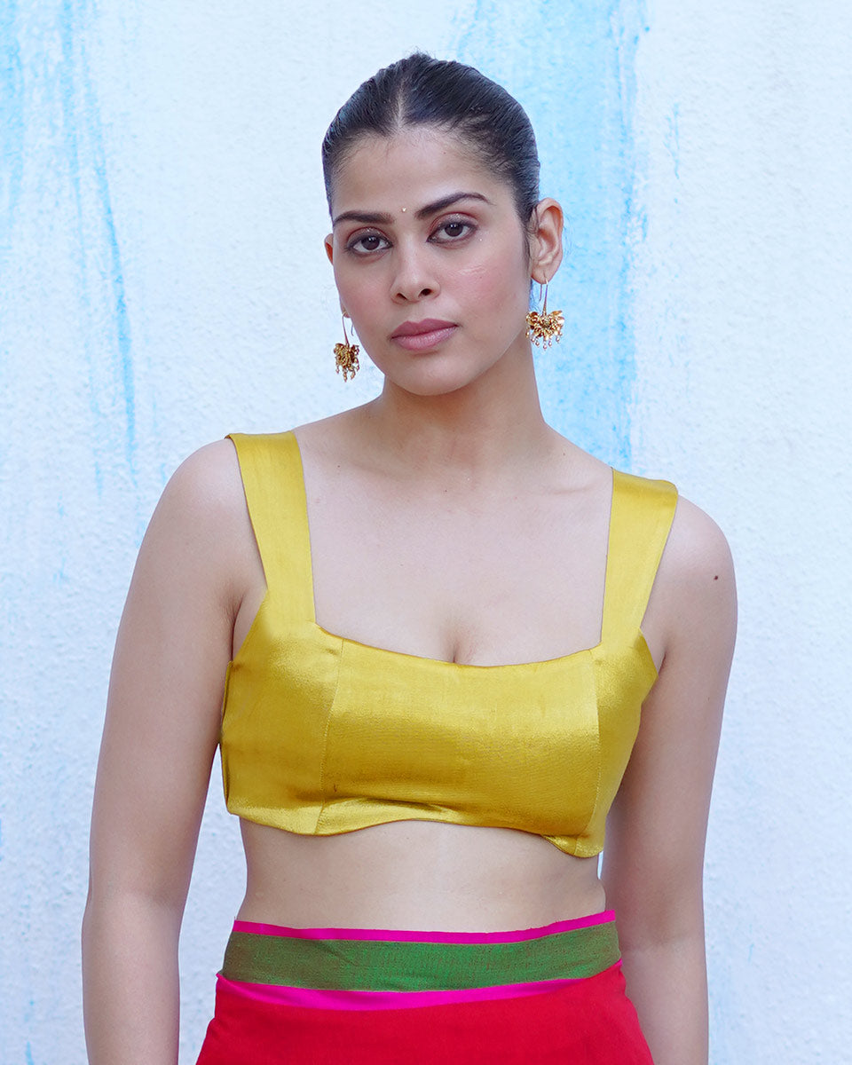 Nike Mustard Gold Mashru Silk Blouse - NTC