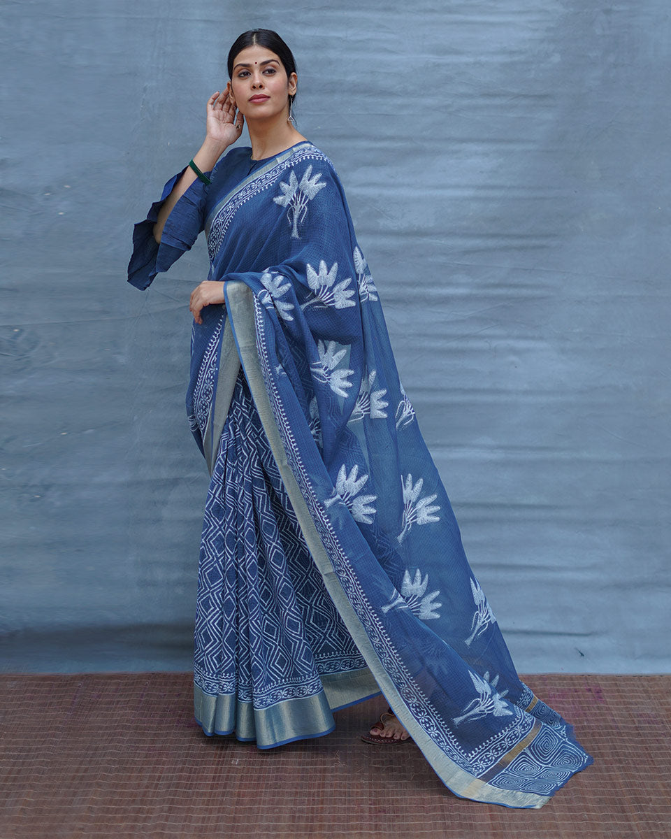 saree for women | blue saree for women | kota doria saree