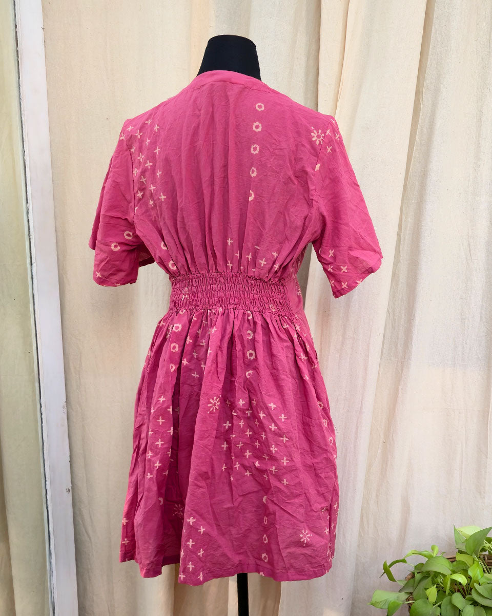 Elina Pink Hand block Cotton Dress - Love Despite