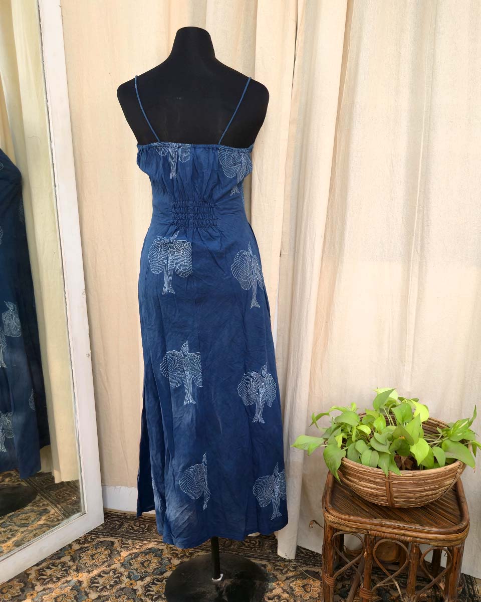 Vanya Blue handblock printed cotton dress - Love Despite