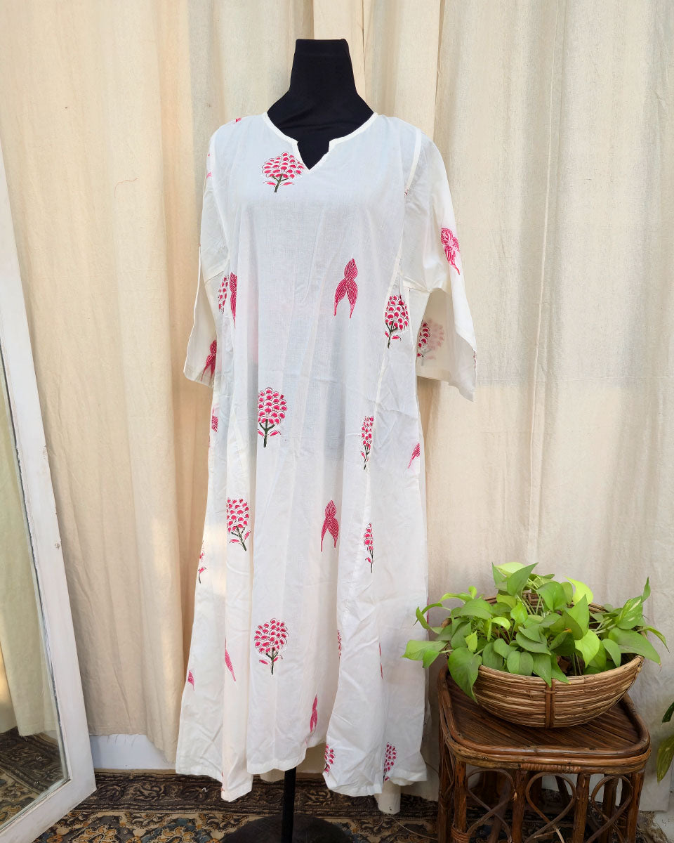 Suhana White Handblock printed kurta - Love Despite