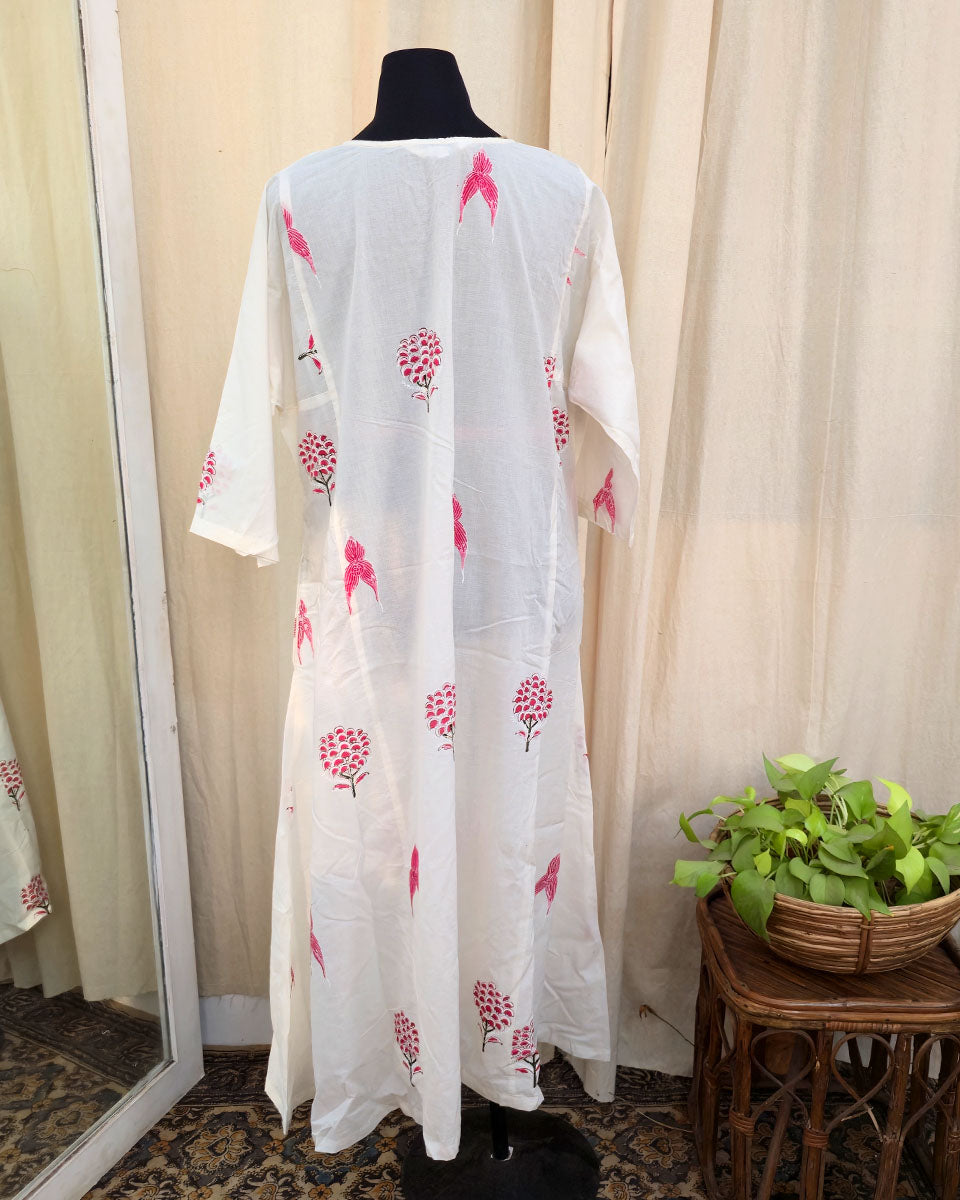 Suhana White Handblock printed kurta - Love Despite