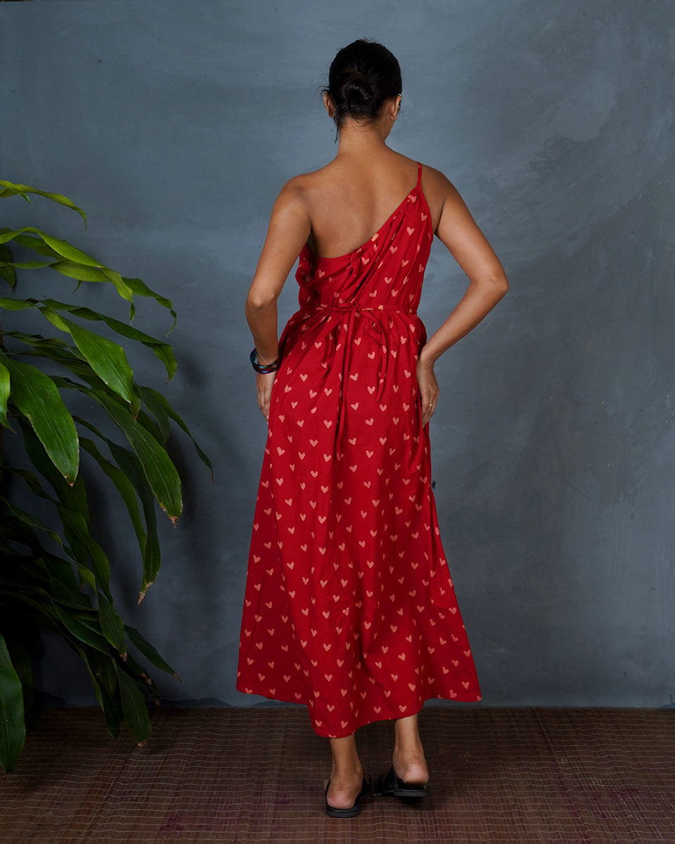 Jyoti Red Hand Block Printed Dress-MYA