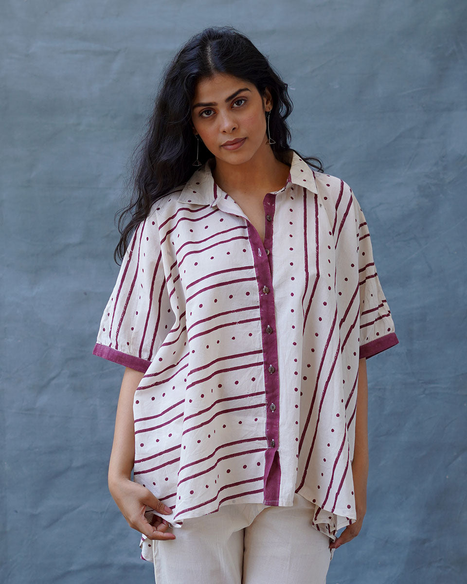 Megha Re Ivory Block Printed Cotton Shirt - WW