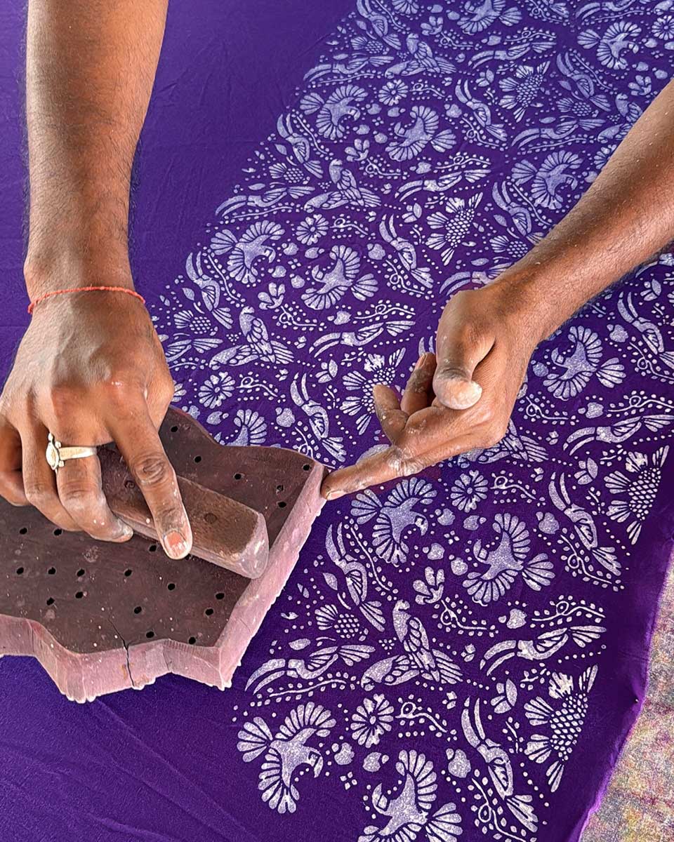 Tarang Purple Handblock Print Cotton Dress - BFG