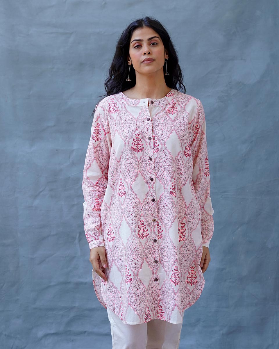 Promise of a Primrose Blush Pink Hand Block Print Kurti - MMG