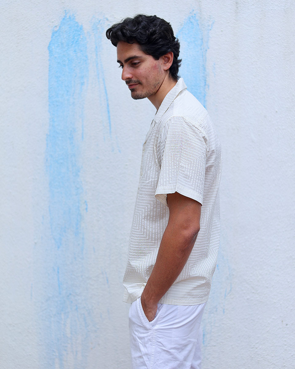 Mehrvaan White Hand Block Print Cotton Shirt - TOF