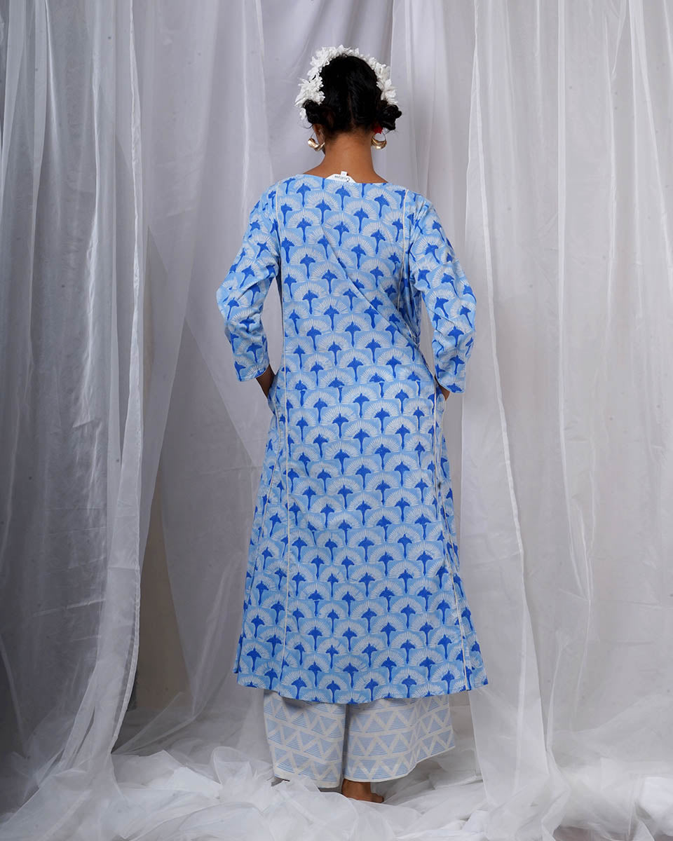Pakhi Blue Hand Block Printed Kurti-BAD