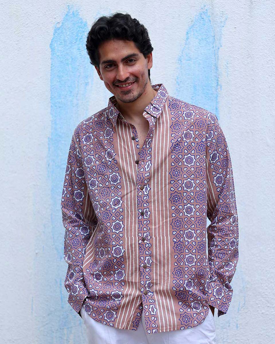 Revaaz Multi Colours Hand Block Print Cotton Shirt -TOF