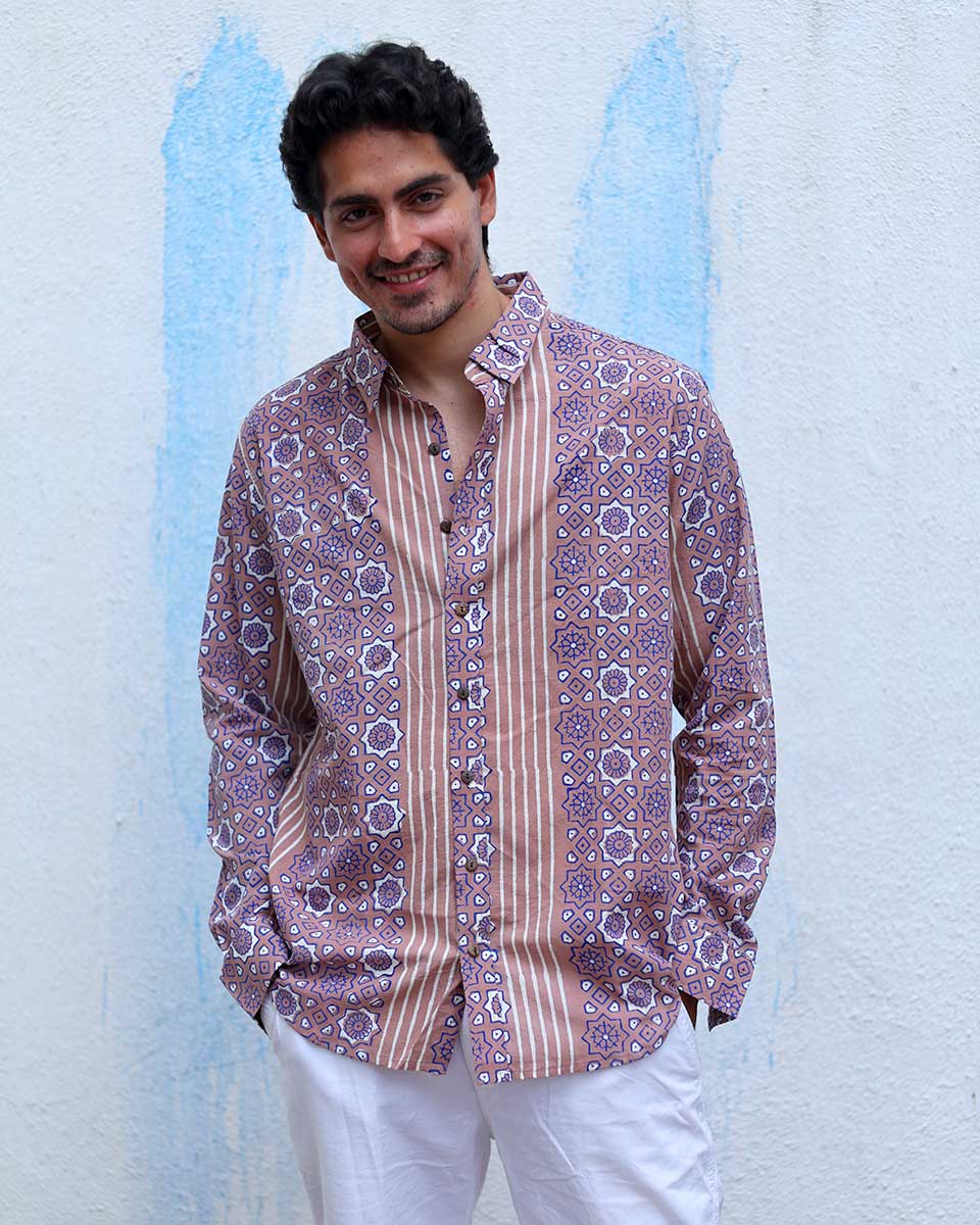 Revaaz Multi Colours Hand Block Print Cotton Shirt -TOF