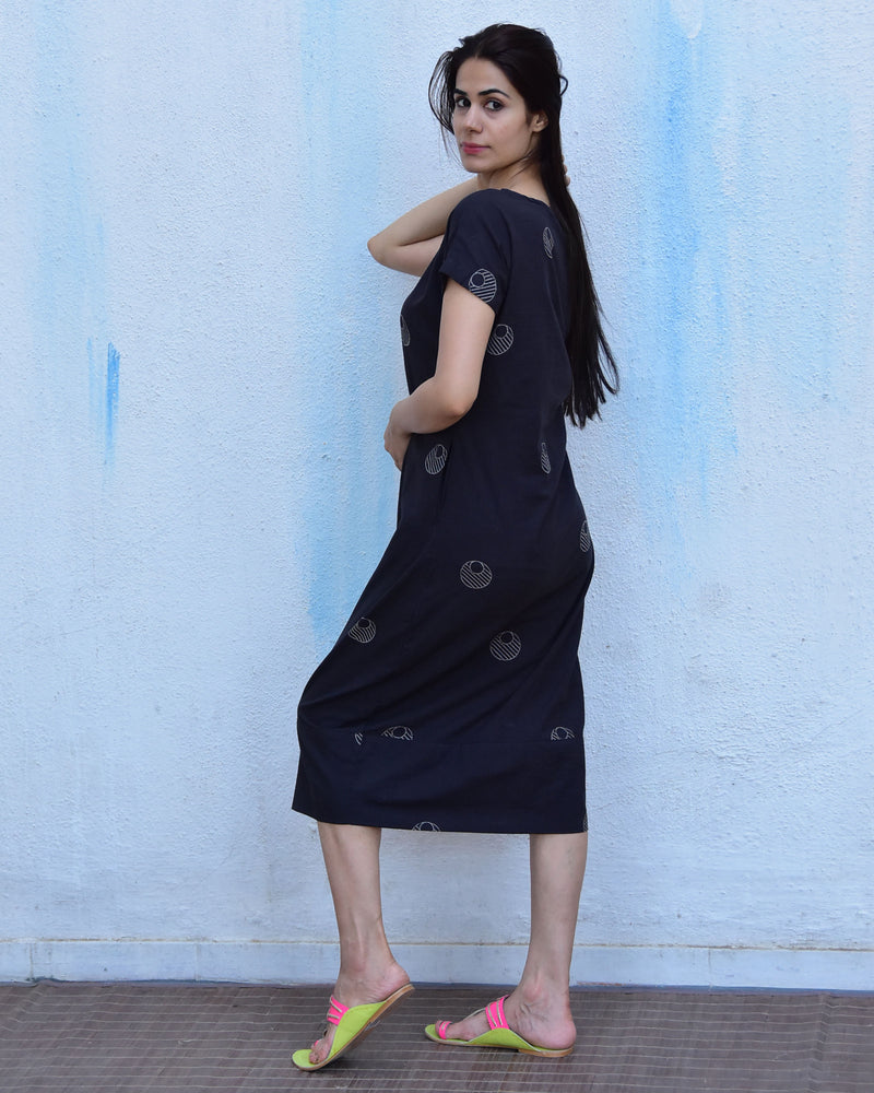 Black Moon Blockprinted Cotton Dress