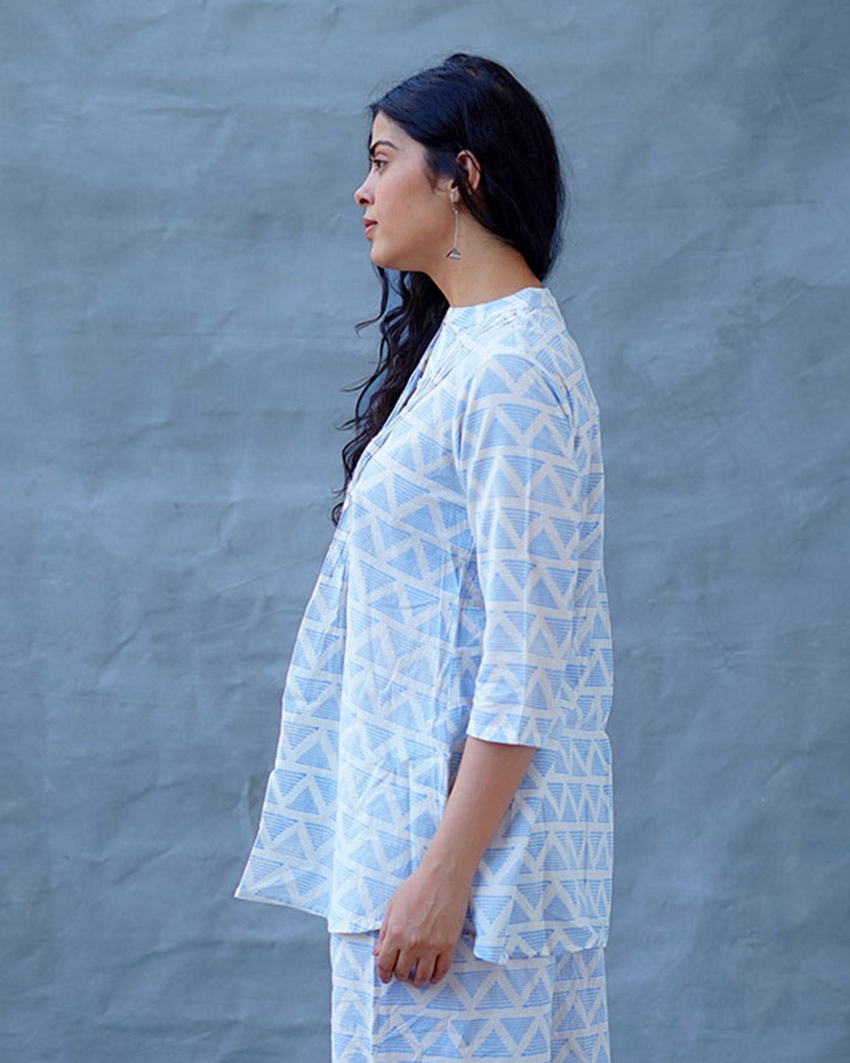 Kuhu Ivory Hand Block Printed Top-BAD