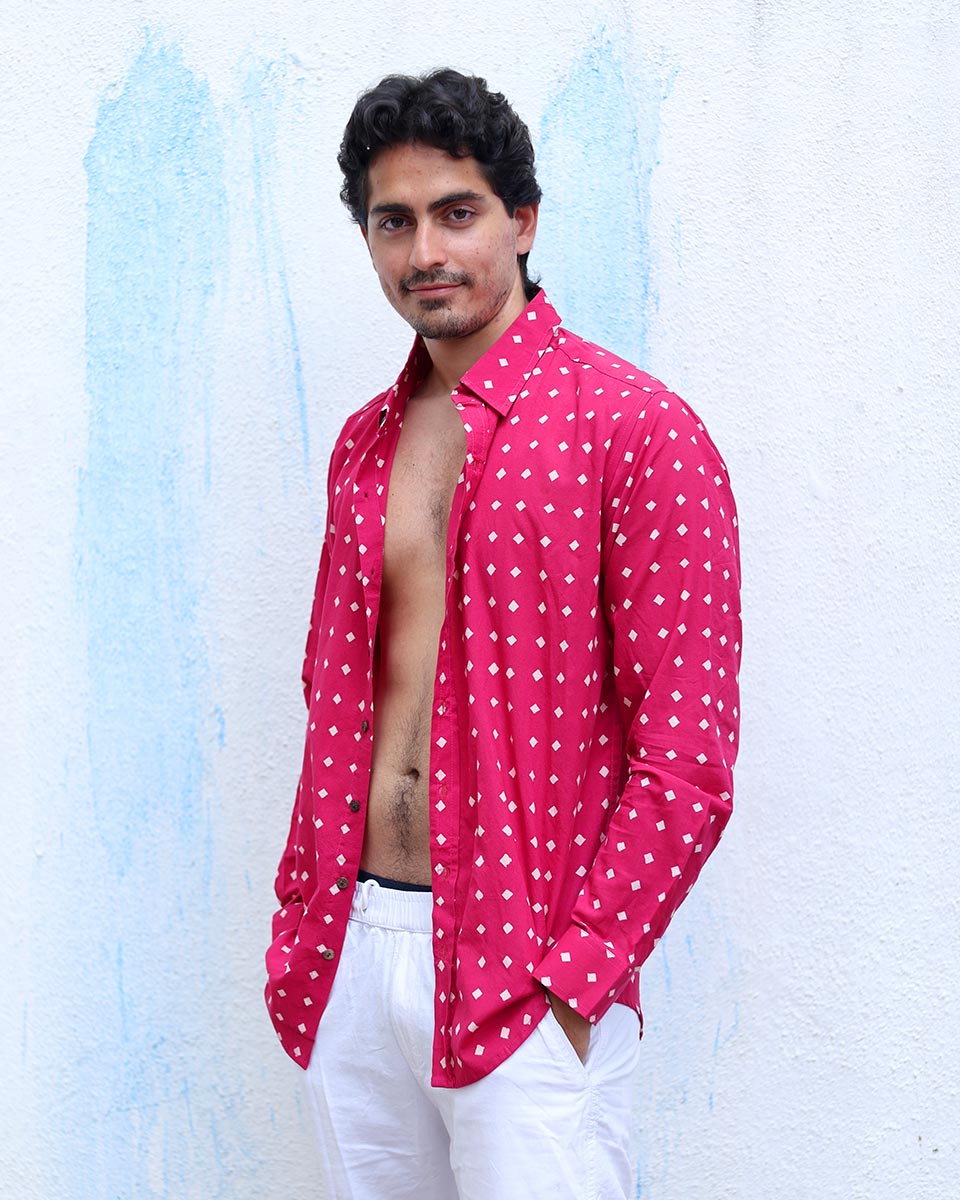 Musafir Pink Hand Block Print Cotton Shirt - TOF