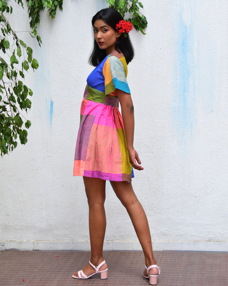 Multicolor Mirage Handwoven Cotton Dress - Rc