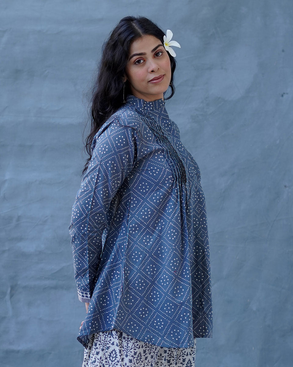 Silt Light Grey Block Printed Top - BMS