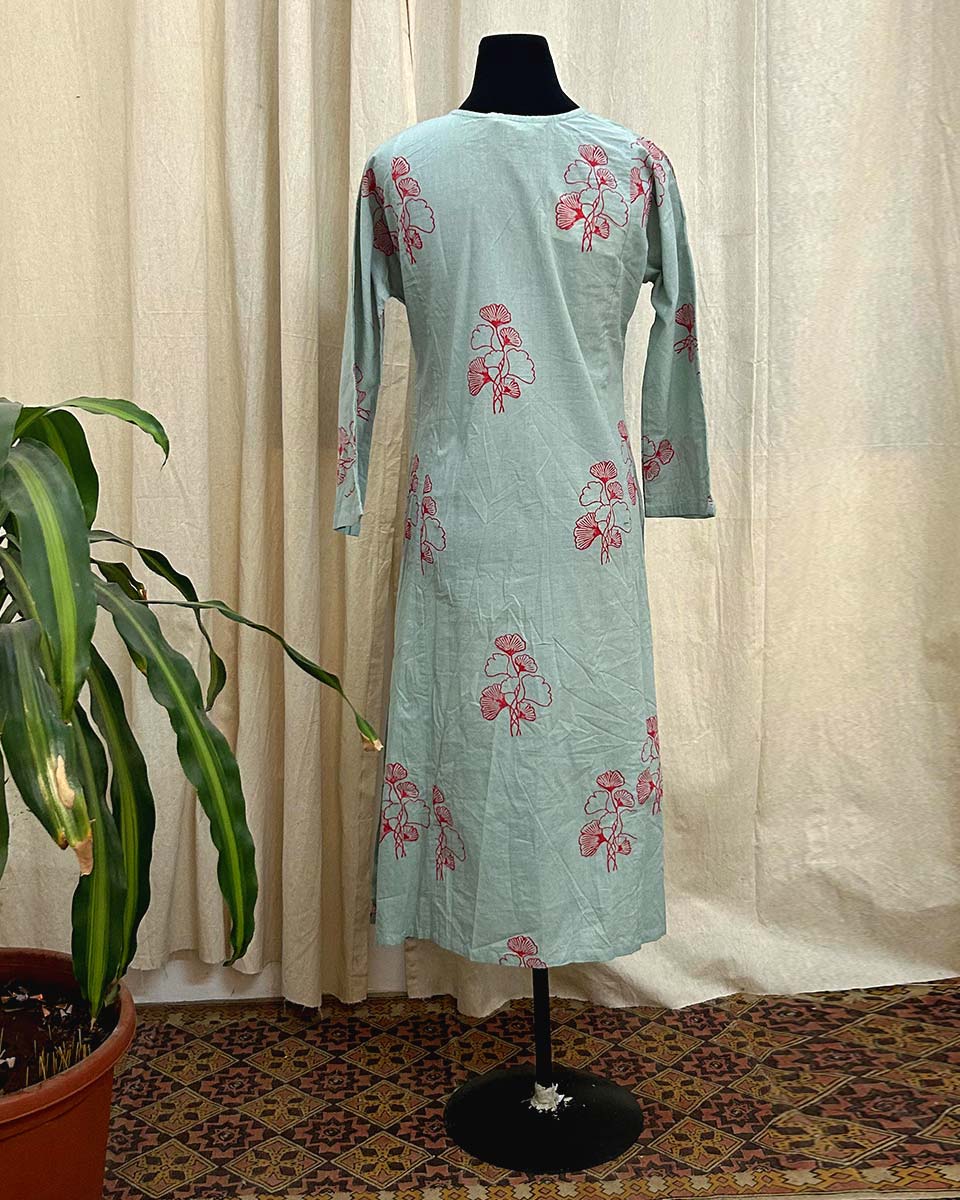 Roselle handblockprinted cotton kurti - LD