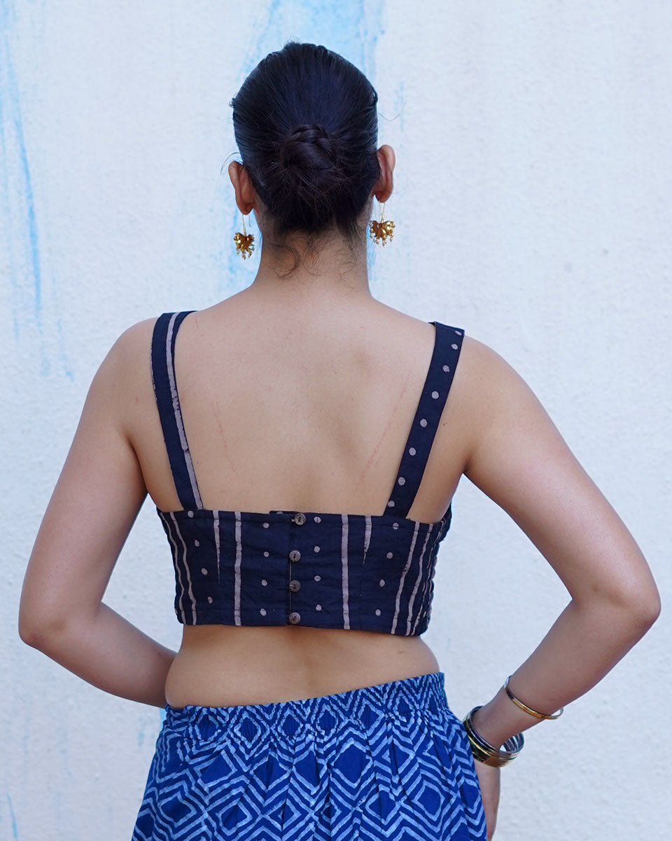 Summer Without Rush Black Hand Block Printed Cotton Blouse - UMT