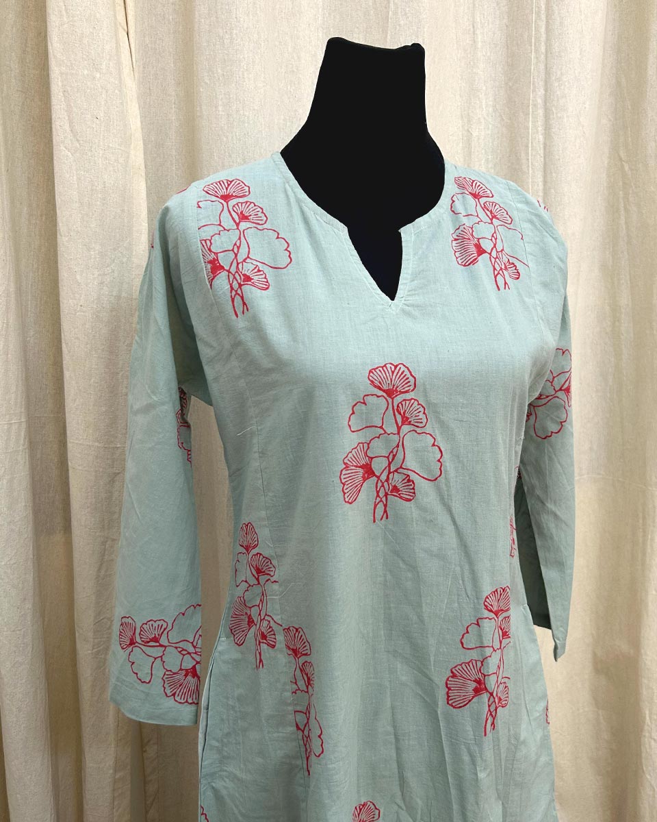 Roselle handblockprinted cotton kurti - LD
