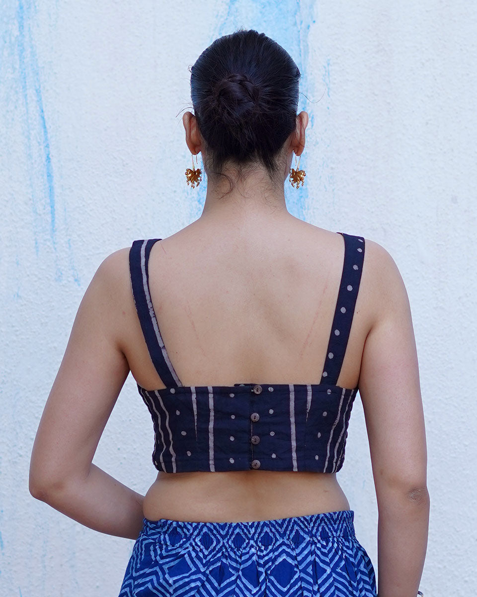 Summer Without Rush Black Hand Block Printed Cotton Blouse - UMT