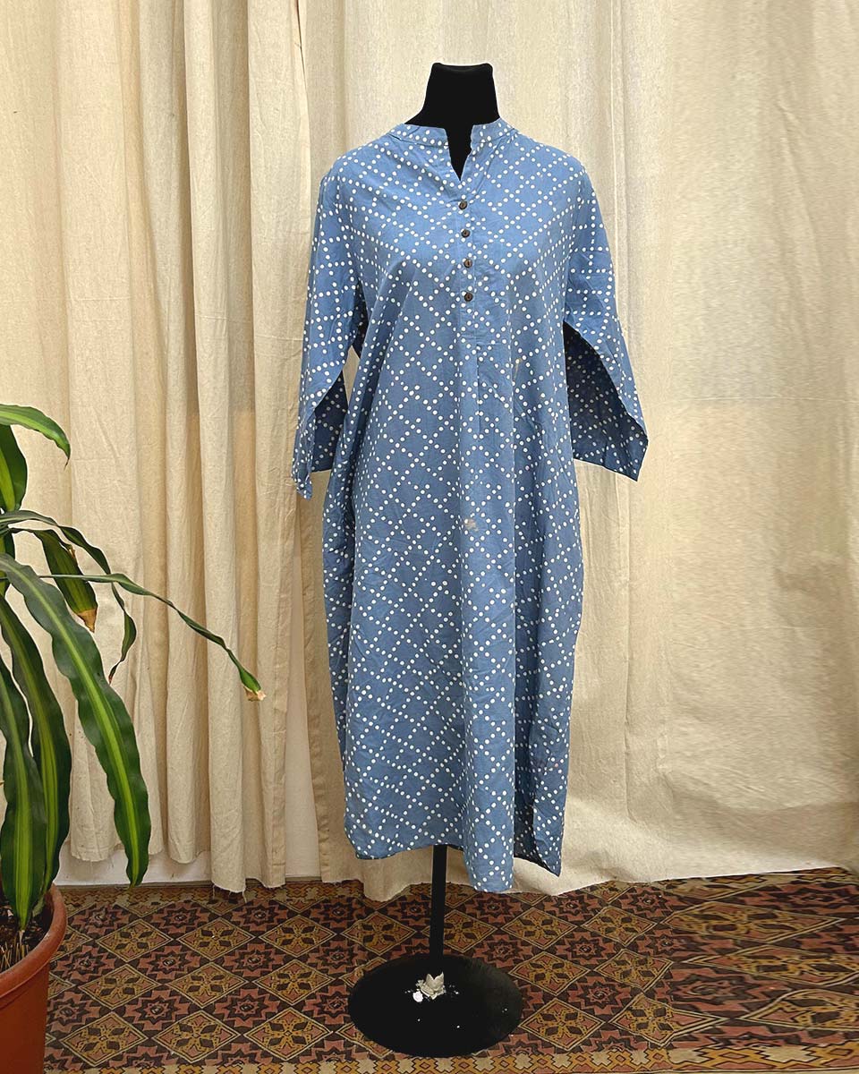 Azure Dots Cotton kurti - LD