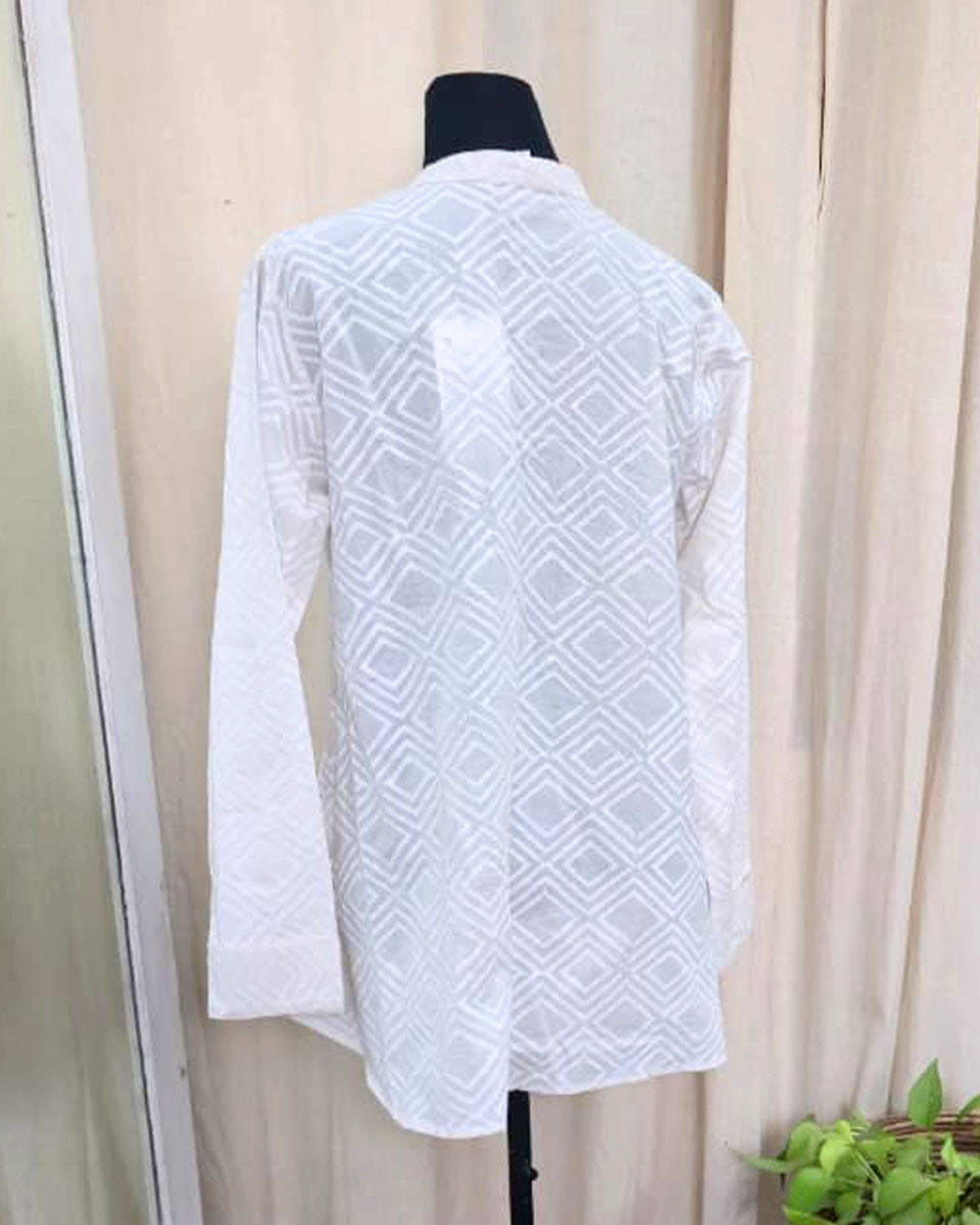 Desert Rose White handblock printed top - Love Despite