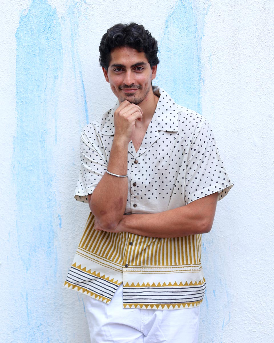 Tarikh White Hand Block Print Cotton Shirt - TOF