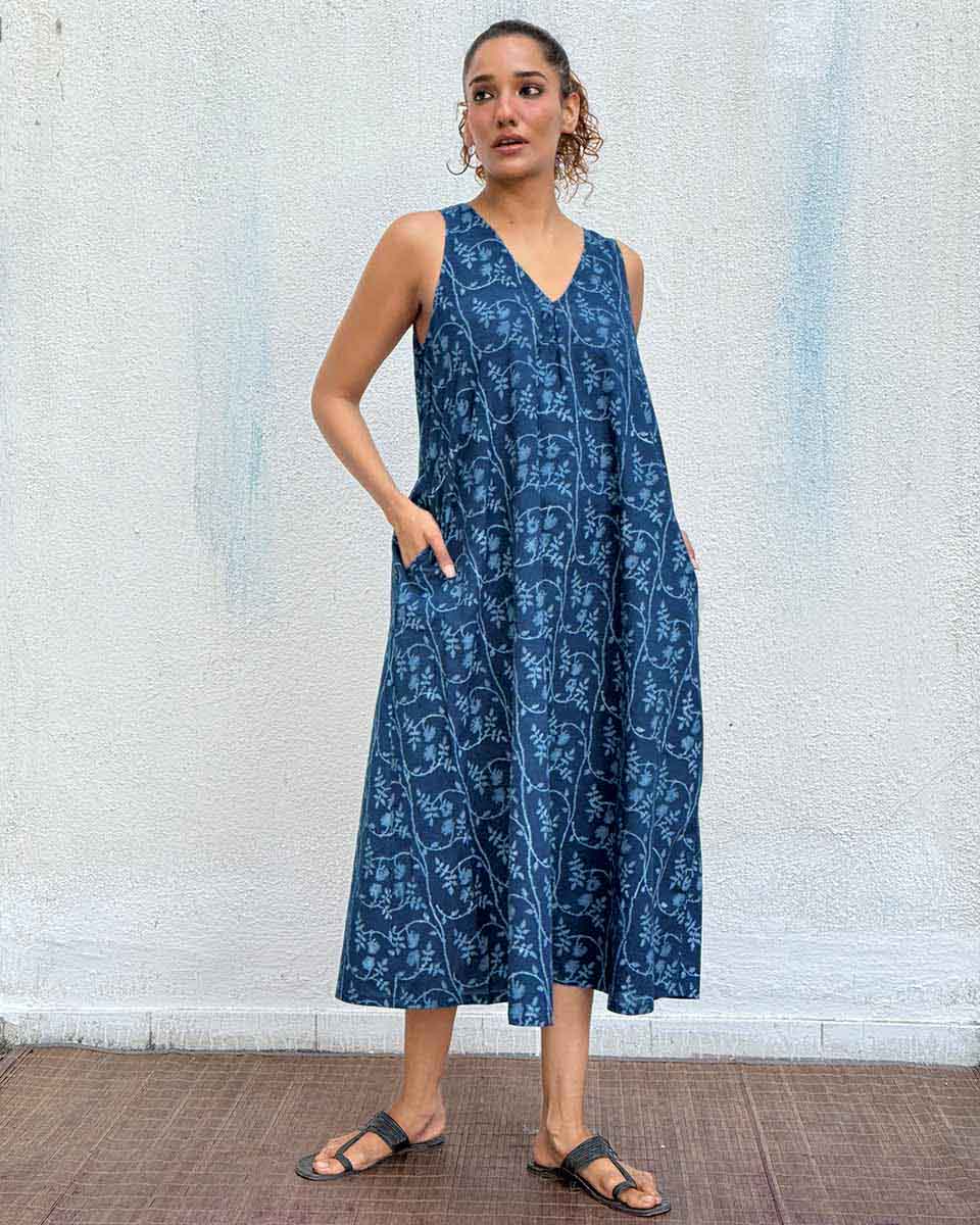 Bluets Blockprinted Cotton Dress