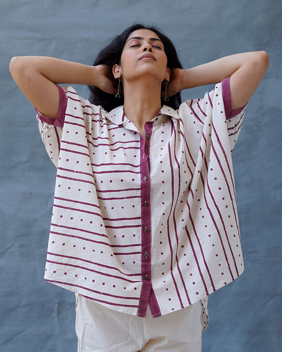 Megha Re Ivory Block Printed Cotton Shirt - WW