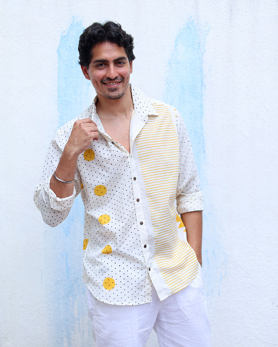 Muraad Multi Colours Hand Block Print Cotton Shirt -TOF