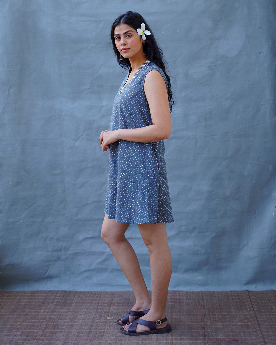 Rainlight Grey Block Printed Dress - BMS