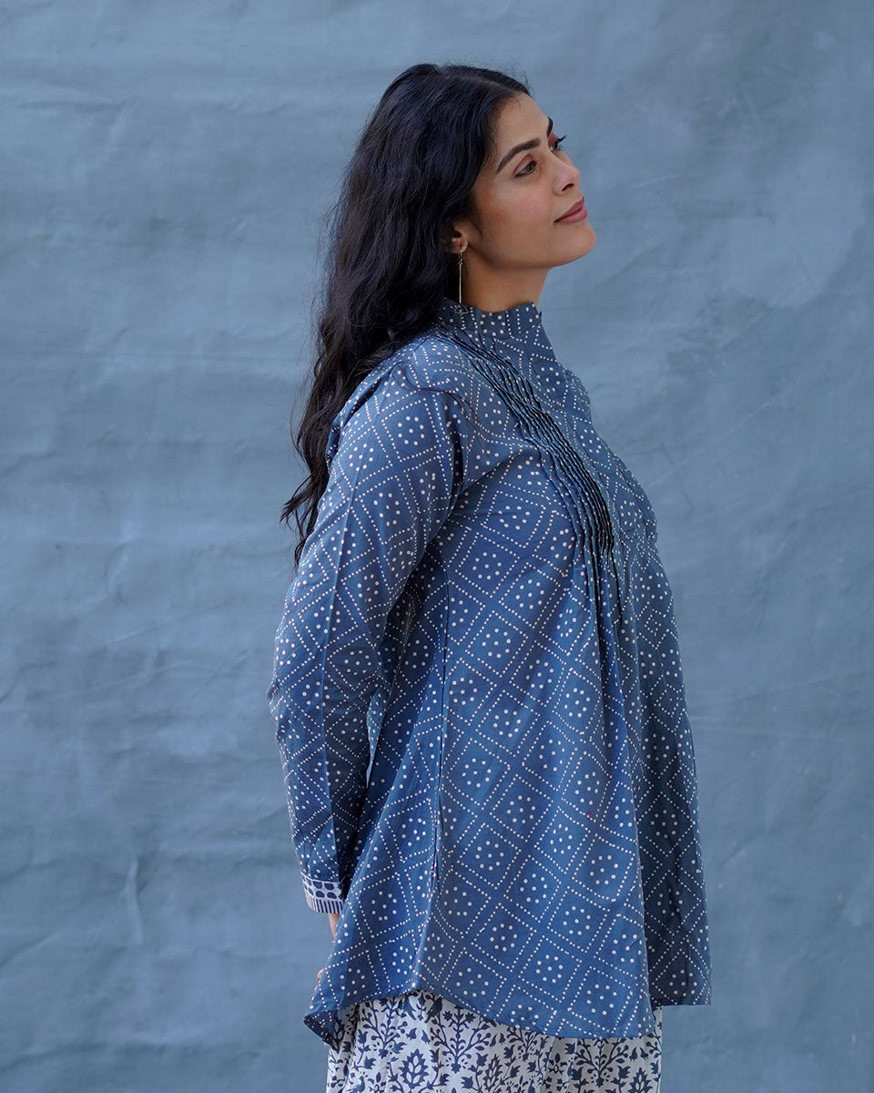 Silt Light Grey Block Printed Top - BMS