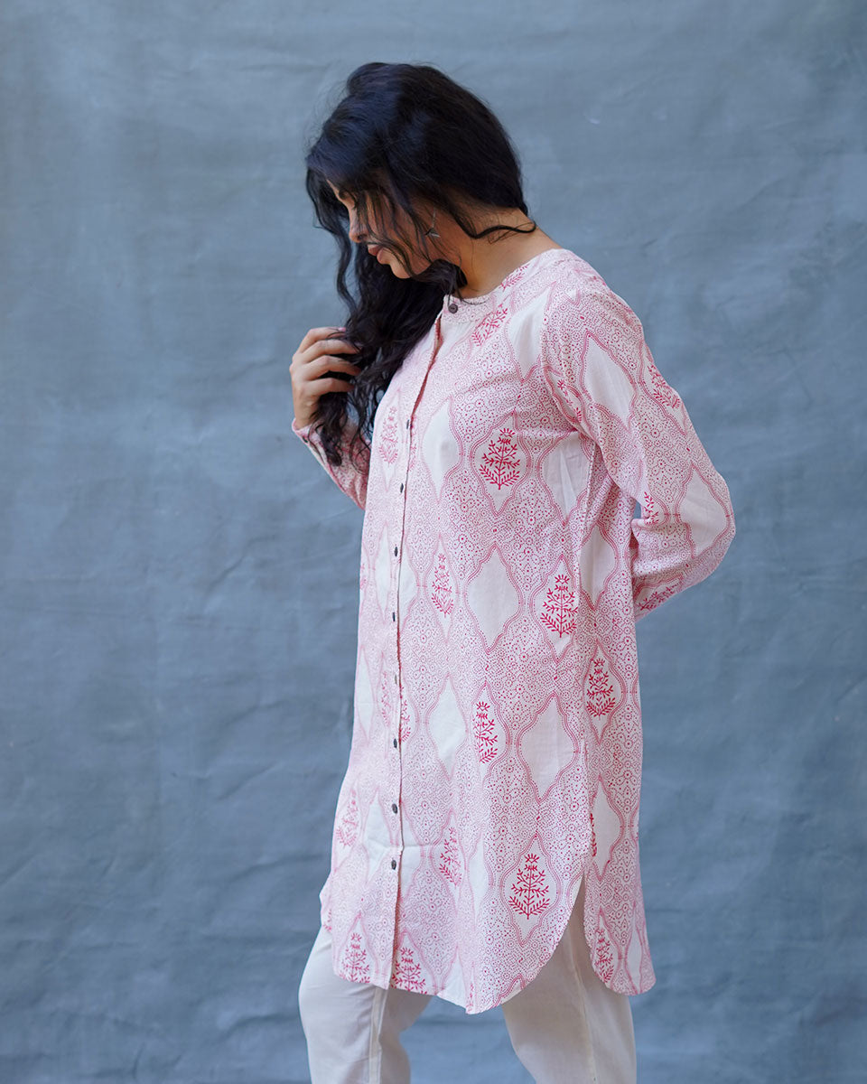 Promise of a Primrose Blush Pink Hand Block Print Kurti - MMG