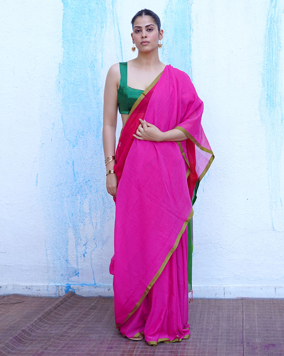 Demeter Pink Handwoven Cotton Saree - NTC