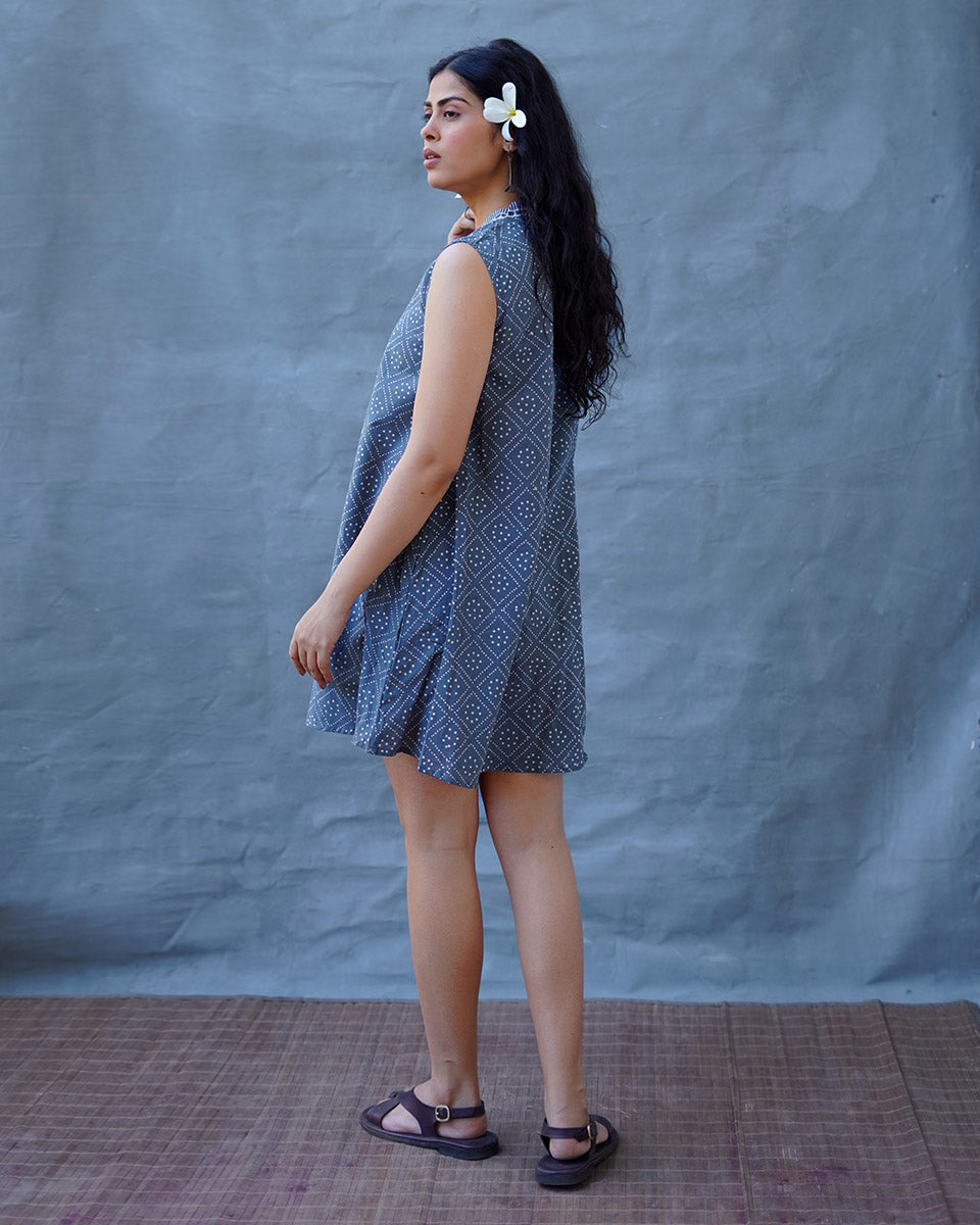Rainlight Grey Block Printed Dress - BMS