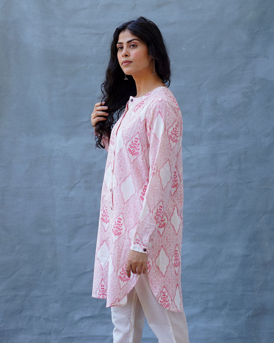 Promise of a Primrose Blush Pink Hand Block Print Kurti - MMG