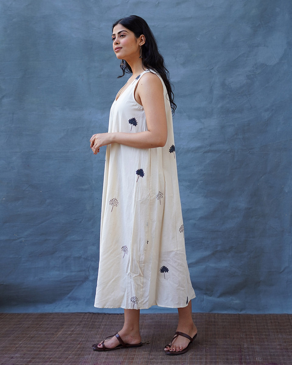Cloudnight Ivory Block Printed Dress - BMS