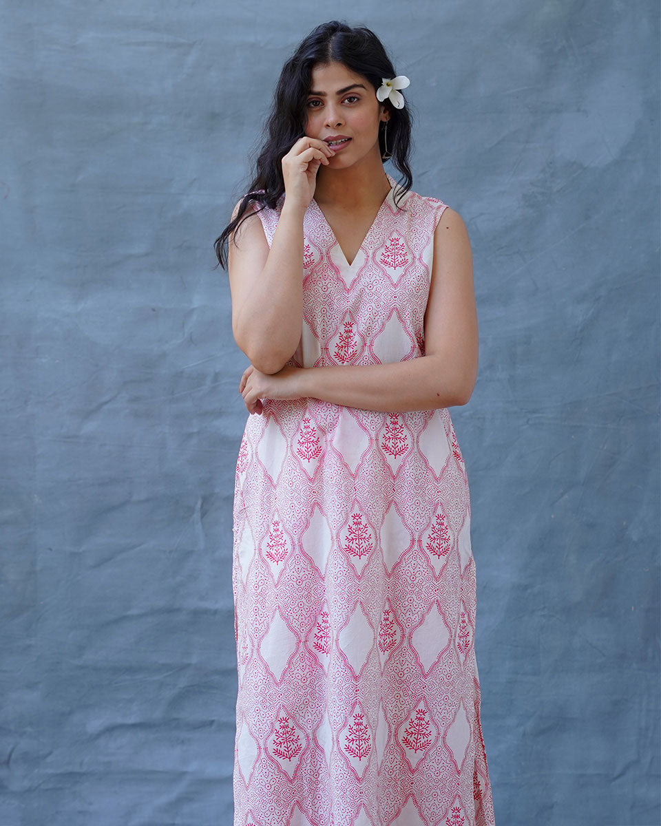 Nargisâ€™s Noor Blush Pink Hand Block Print Kurti - MMG