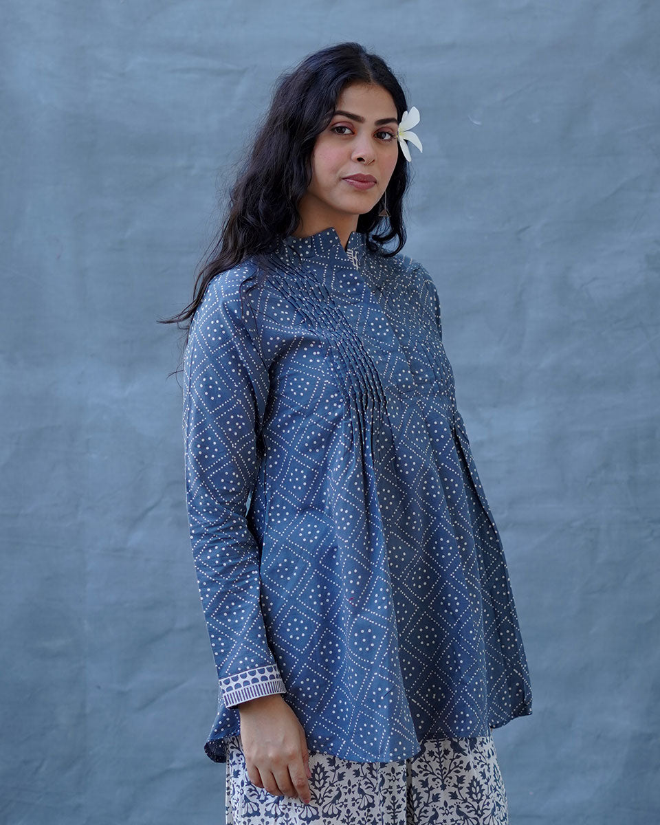 Silt Light Grey Block Printed Top - BMS