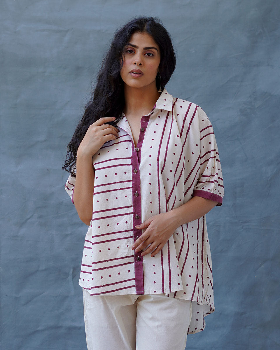 Megha Re Ivory Block Printed Cotton Shirt - WW
