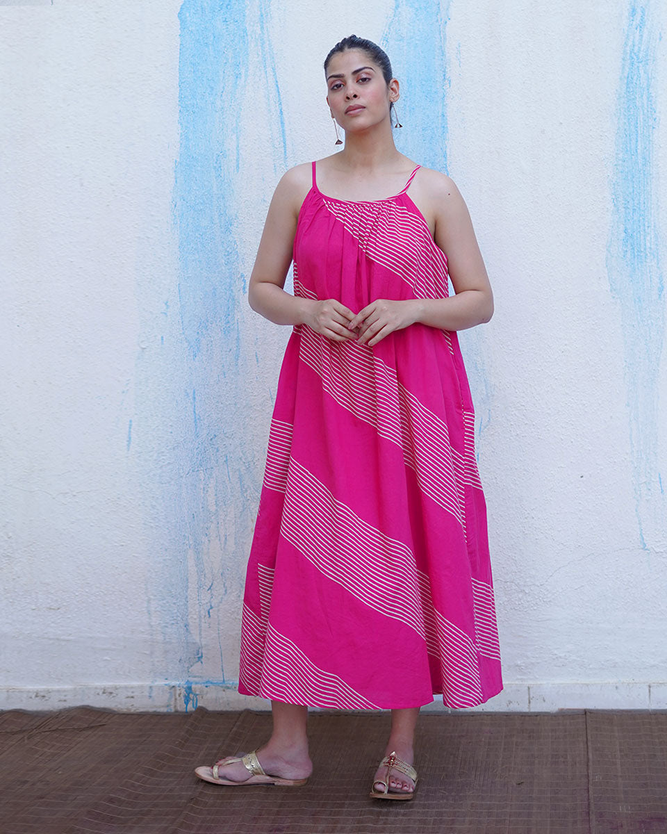Titli Pink Handblock Print Cotton Dress - BFG