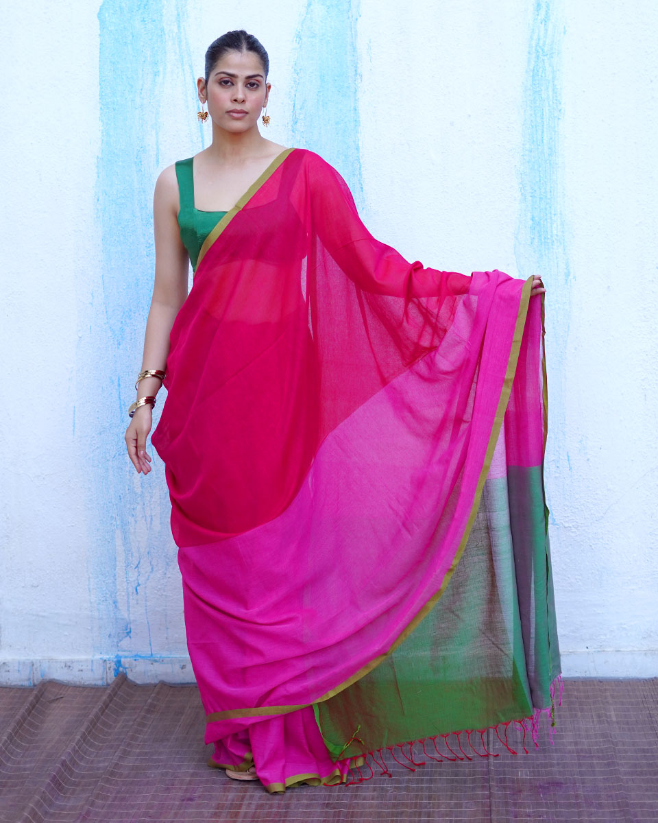 Demeter Pink Handwoven Cotton Saree - NTC