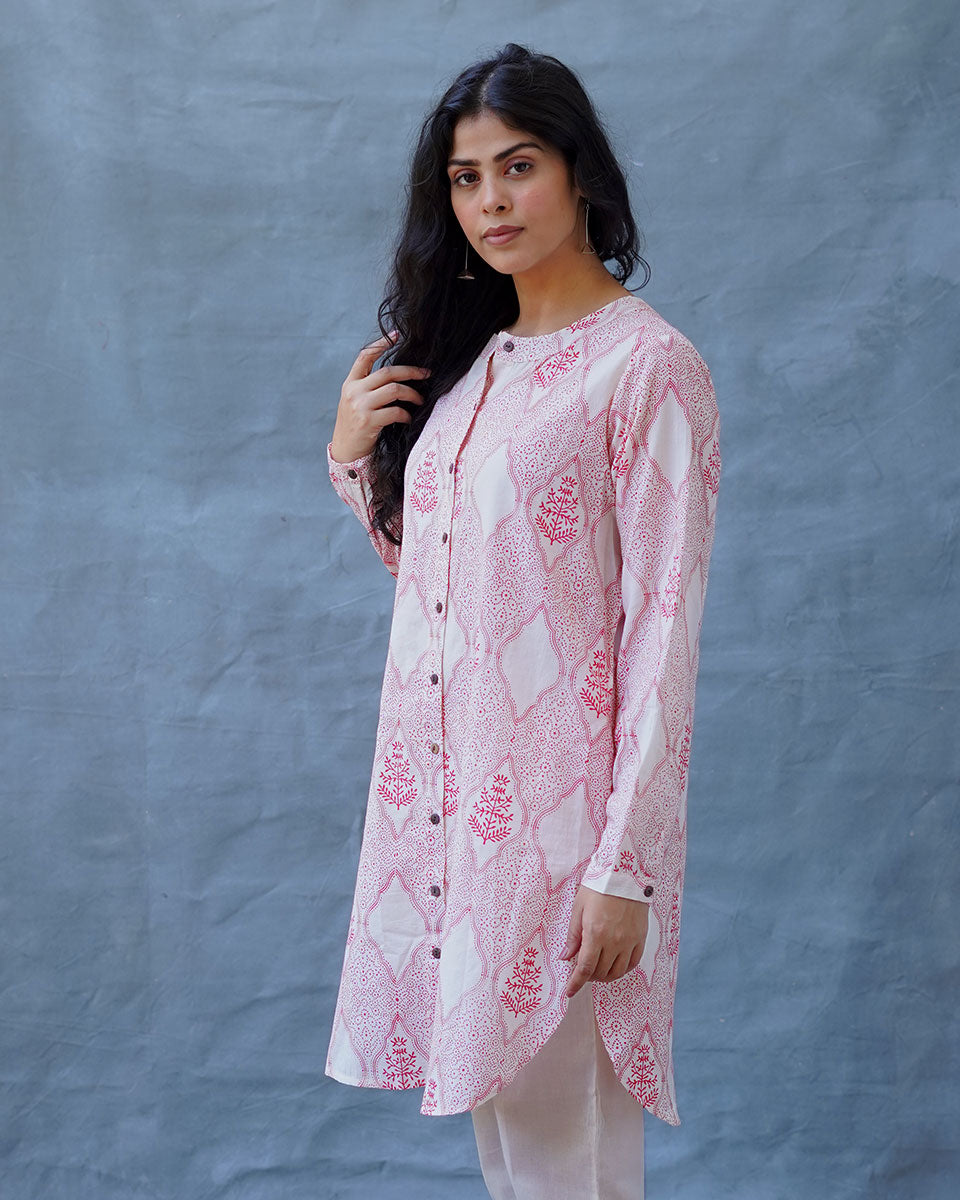Promise of a Primrose Blush Pink Hand Block Print Kurti - MMG