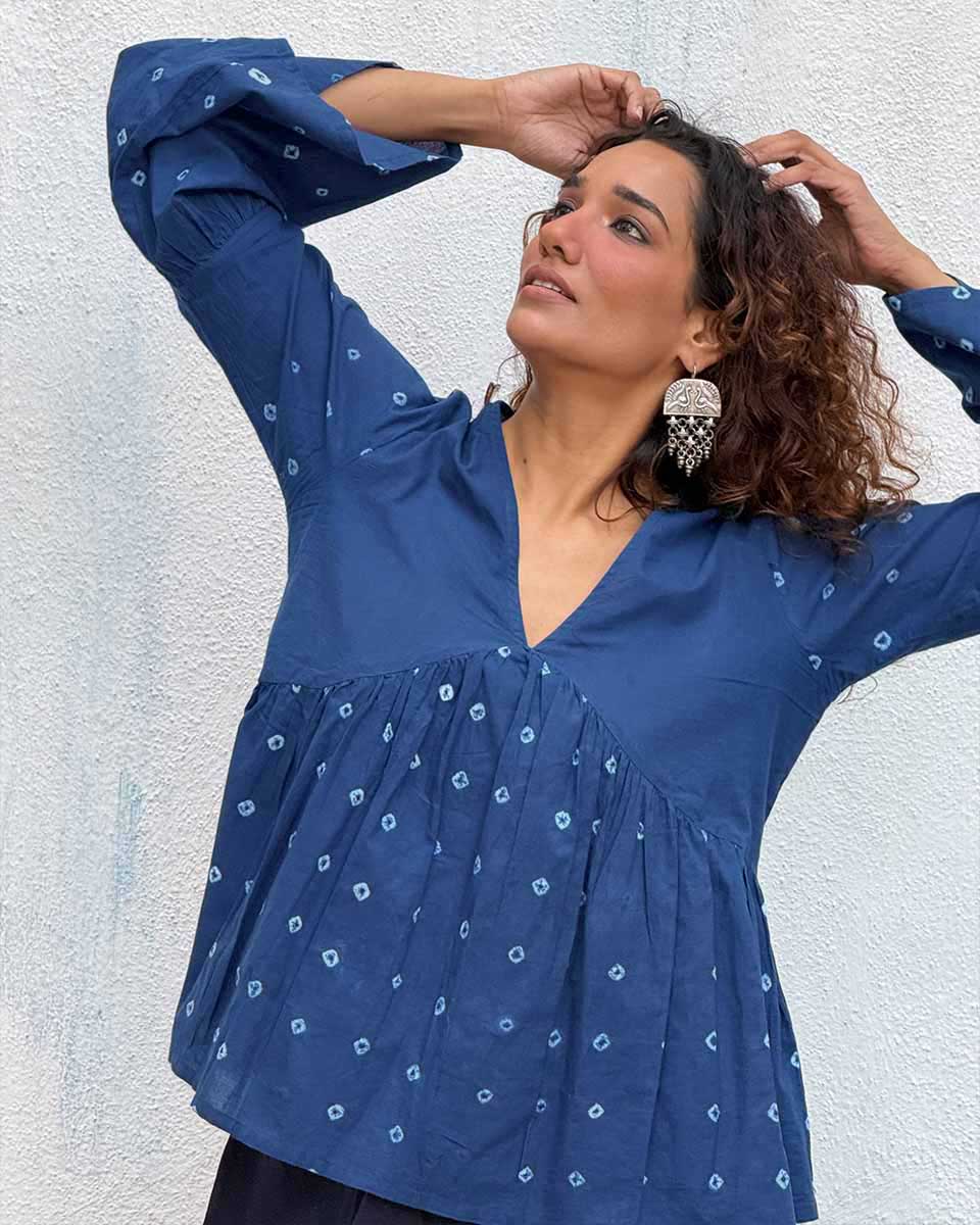 Bluebird Bandhej Cotton Top
