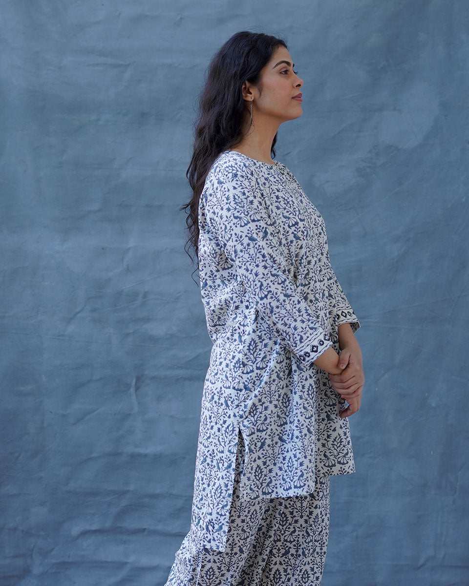 Mist Over Hill Grey Block Printed Top - BMS
