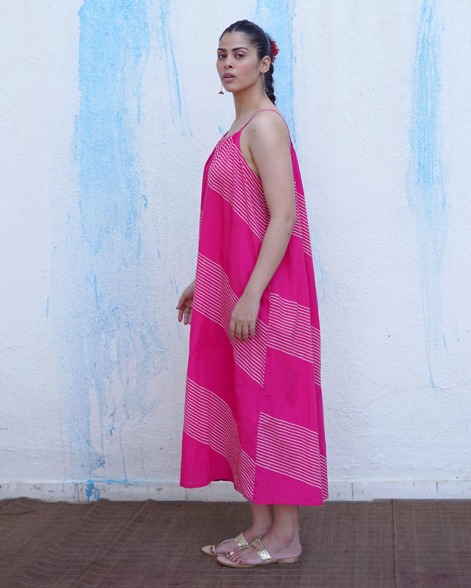 Titli Pink Handblock Print Cotton Dress - BFG
