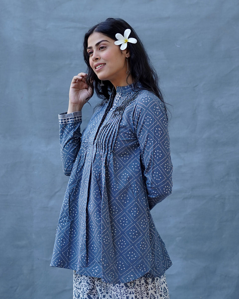 Silt Light Grey Block Printed Top - BMS