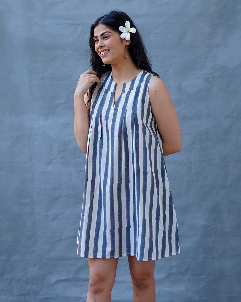 Monsoon Tide Grey Block Printed Dress - BMS